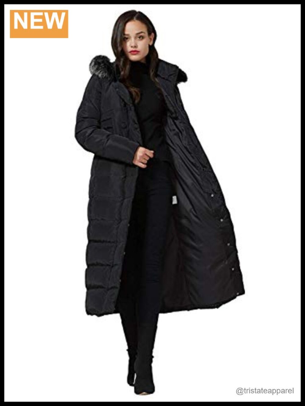 90% Down Maxi Puffer Coat with Fur Hood Winter Parka